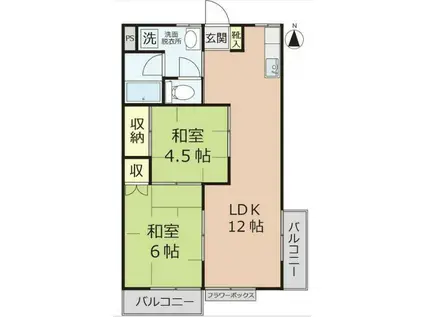 ブルックスクェア(2LDK/2階)の間取り写真