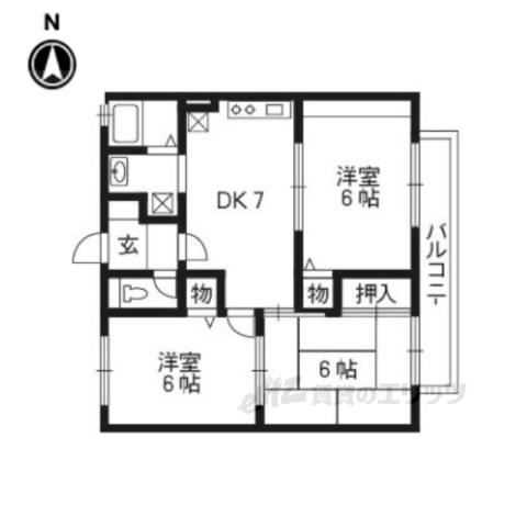 パルカーサ南京都(3DK/1階)の間取り写真