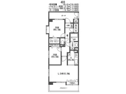 土樋シティハウス(2LDK/4階)の間取り写真