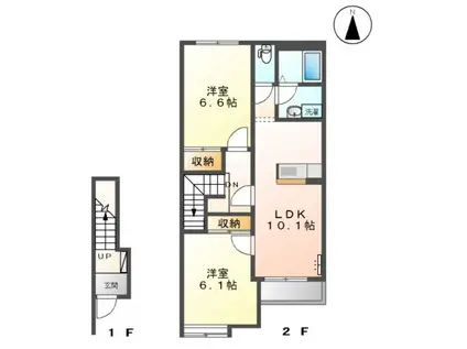 ディアベルジュ(2LDK/2階)の間取り写真