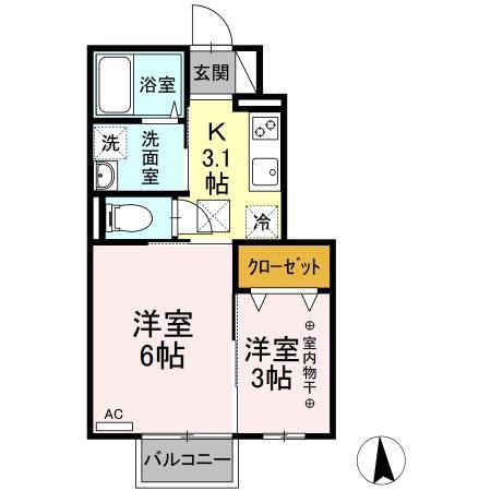 LA VIE EST BELLE(2K/1階)の間取り写真