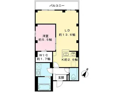 オンドワ ミュゾン M 東麻布(1LDK/3階)の間取り写真