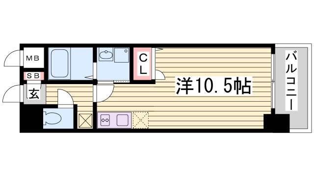 WILLDO三宮イースト(ワンルーム/5階)の間取り写真