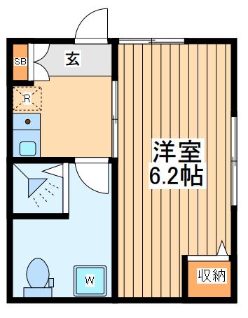 ビームス永田南(1K/2階)の間取り写真