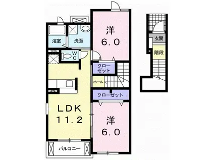 レジェンドアーク III 相生町(2LDK/2階)の間取り写真