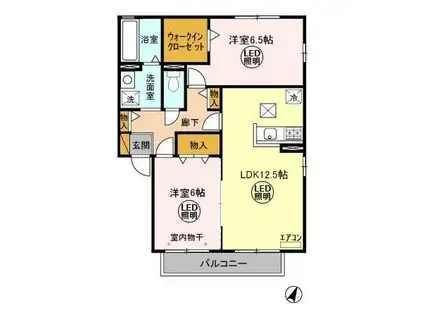 サイプレスABC(2LDK/1階)の間取り写真