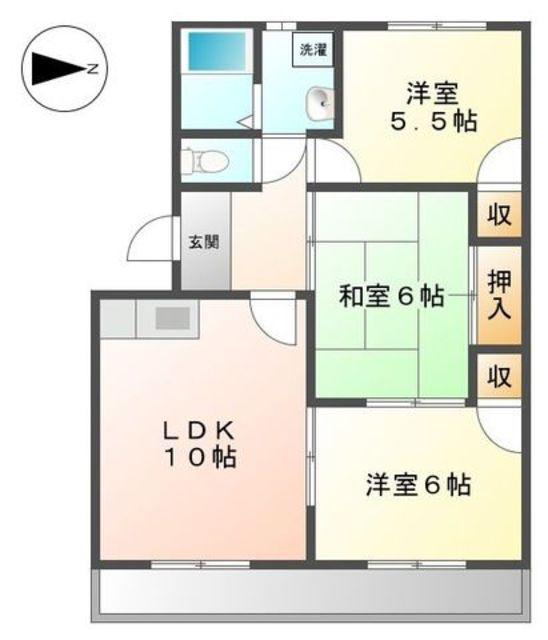 サングリーン西添(3LDK/2階)の間取り写真