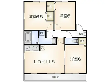 グランモア千代ヶ丸B(3LDK/2階)の間取り写真