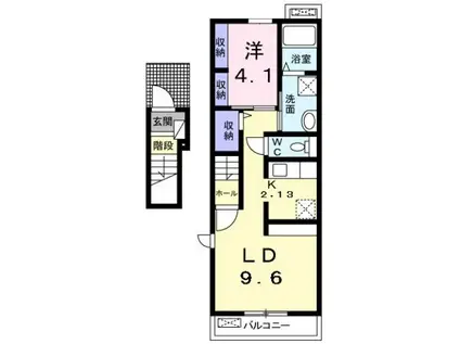 ボヌール(1LDK/2階)の間取り写真