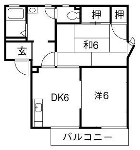 シャルム西脇(2DK/2階)の間取り写真