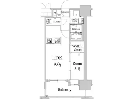 エンクレスト薬院大通(1LDK/15階)の間取り写真