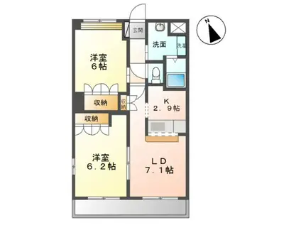 グランドールオクダ(2LDK/1階)の間取り写真
