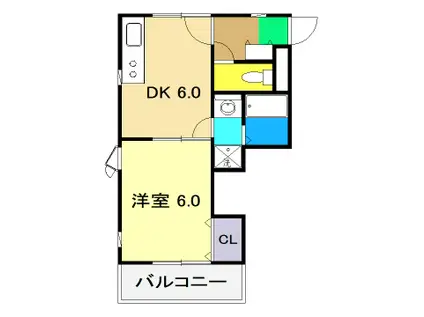 ドルチェ長崎(1DK/2階)の間取り写真