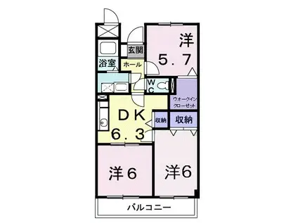 パルテール桑の木(3DK/3階)の間取り写真