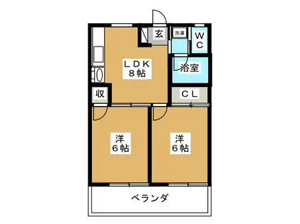 パークサイド(2DK/1階)の間取り写真