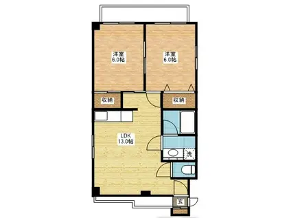 ソレイユ冨士見(2LDK/3階)の間取り写真