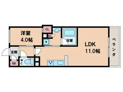 フェルム TENNOJI イースト(1LDK/2階)の間取り写真