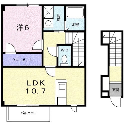 イノセントエンジェル(1LDK/2階)の間取り写真