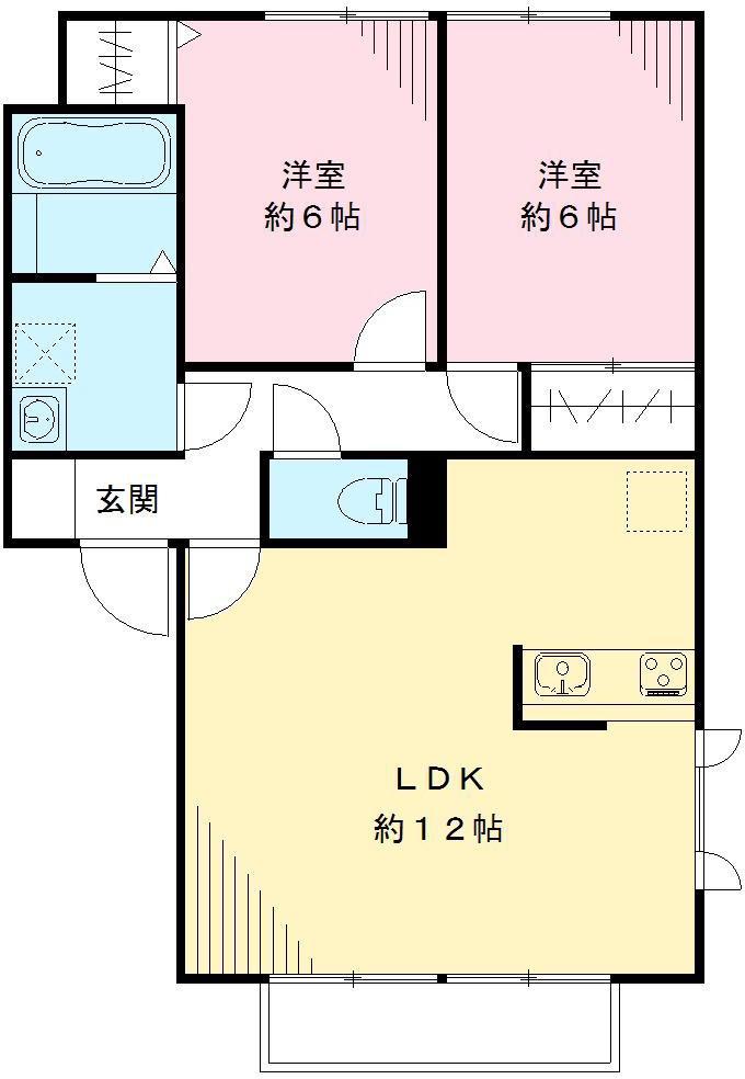 エーデルハイムA(2LDK/1階)の間取り写真
