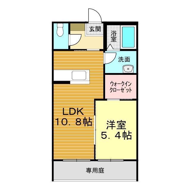 GRANTAGE下関(1LDK/1階)の間取り写真