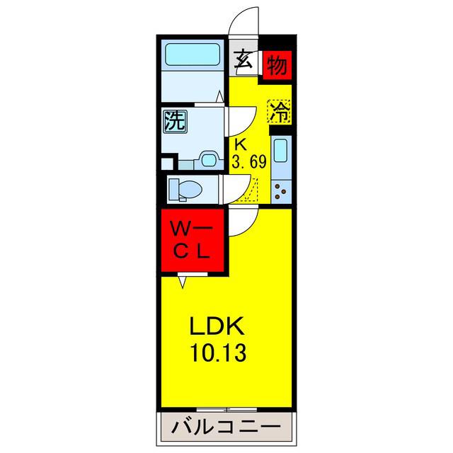 JR内房線 五井駅 徒歩1分 3階建 築10年(1K/2階)の間取り写真