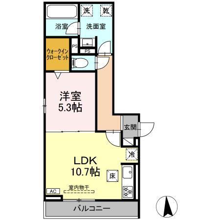 セレスティア藤江町(1LDK/1階)の間取り写真