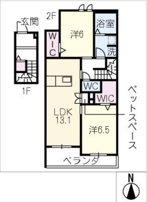 BLUMENHOF(2LDK/2階)の間取り写真