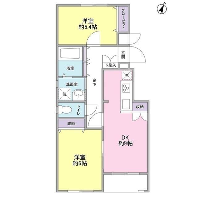 白山坂ハウス(2DK/3階)の間取り写真