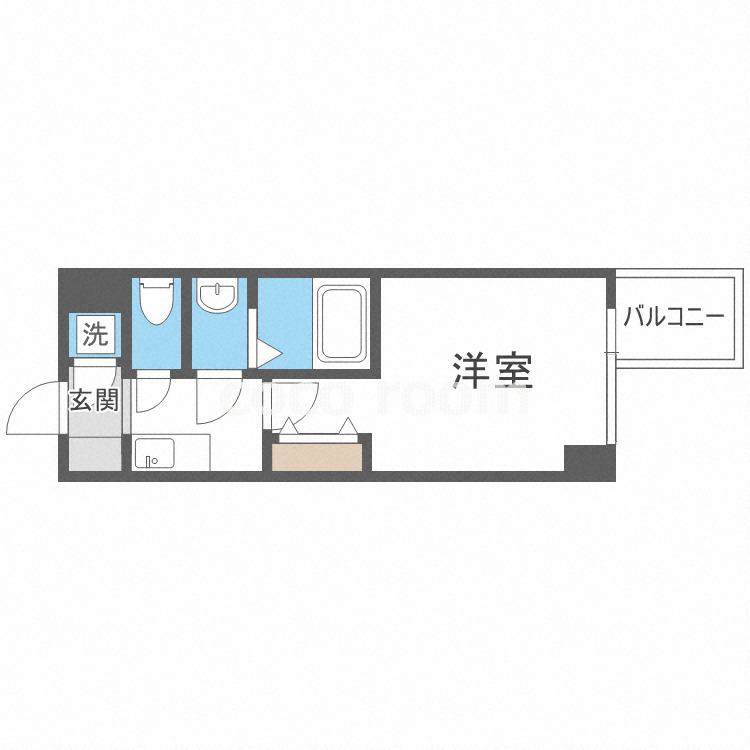 プレミアムコート谷町4丁目(1K/13階)の間取り写真