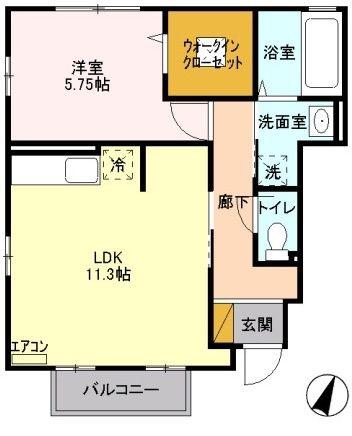 サニーコート小川(1LDK/1階)の間取り写真