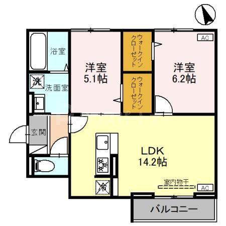 Dアヴァンス赤山町(2LDK/3階)の間取り写真