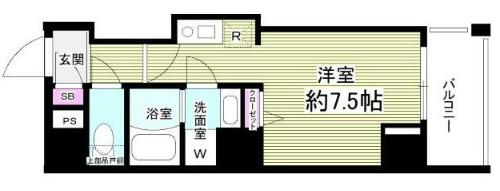 GLANZ門前仲町(ワンルーム/2階)の間取り写真