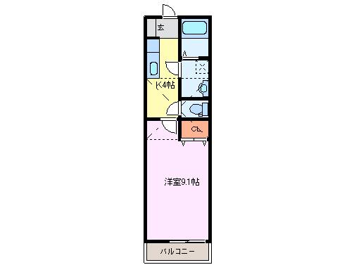 トップハウス南玉垣 2号棟(1K/1階)の間取り写真