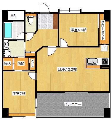 ボンボニエール(2LDK/2階)の間取り写真