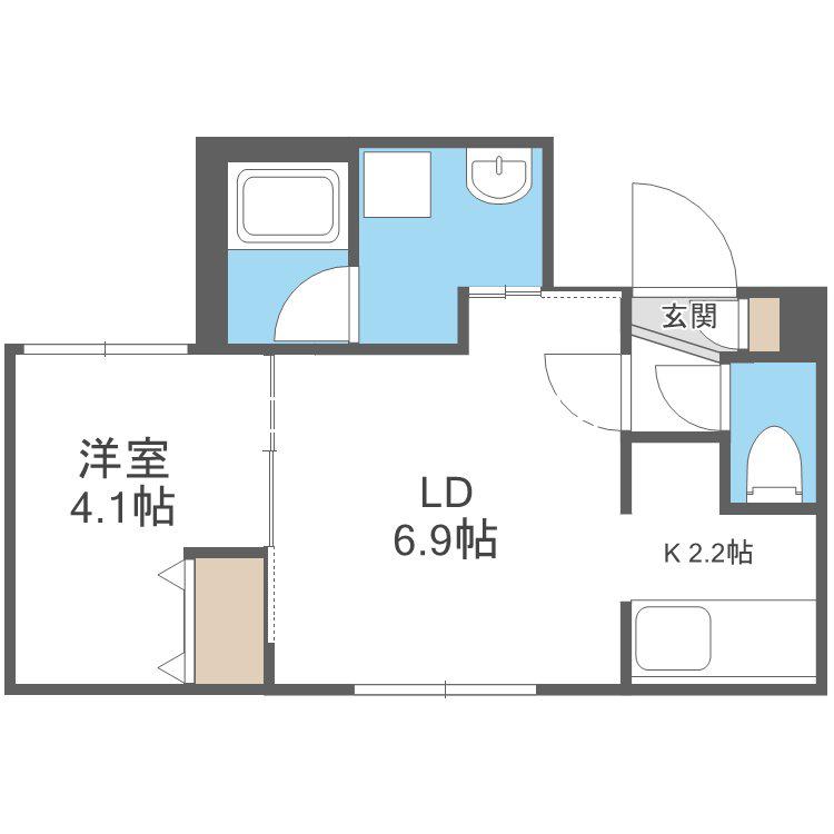 シティプレミア新道東(1LDK/1階)の間取り写真
