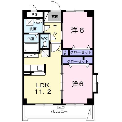 パークサイドスプリング(2LDK/3階)の間取り写真