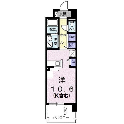 カーサ オリエンターレ(ワンルーム/3階)の間取り写真