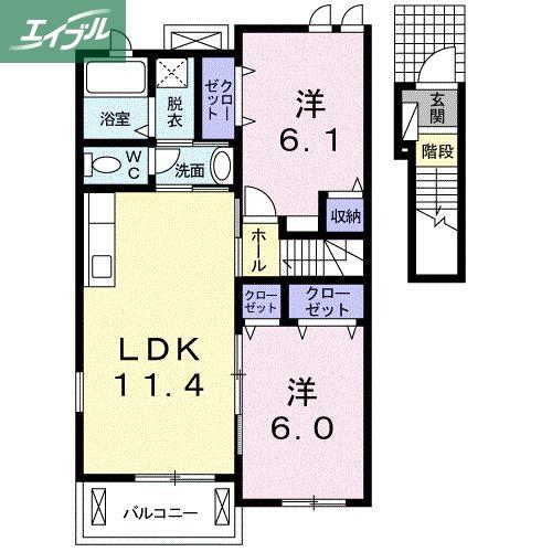 EXCEED B(2LDK/2階)の間取り写真