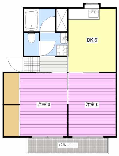 クローバーC(2DK/2階)の間取り写真