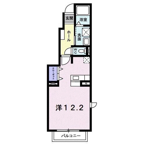 エクスブルーミナトA(ワンルーム/1階)の間取り写真