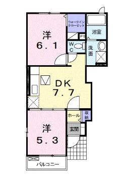 カルテット(2DK/1階)の間取り写真