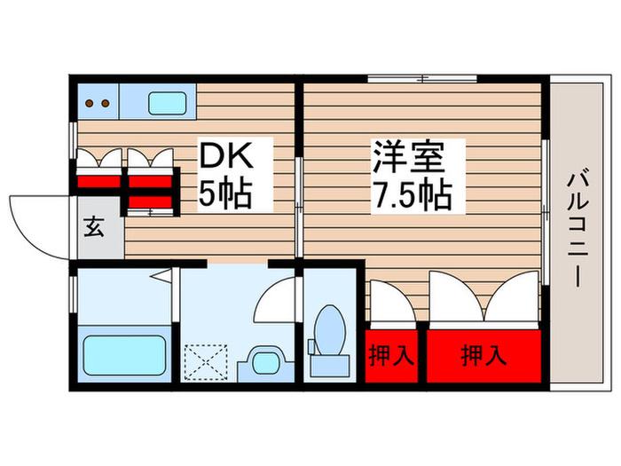 グレース八柱II(1DK/2階)の間取り写真