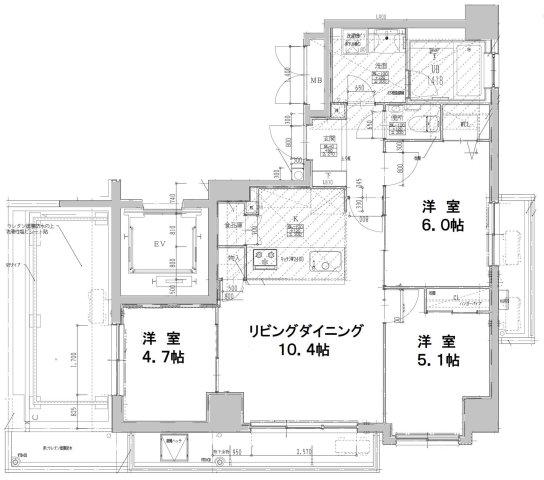 プライマル福岡平尾(3LDK/5階)の間取り写真