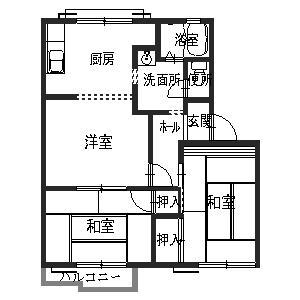 中津ハイツ B棟(3K/2階)の間取り写真
