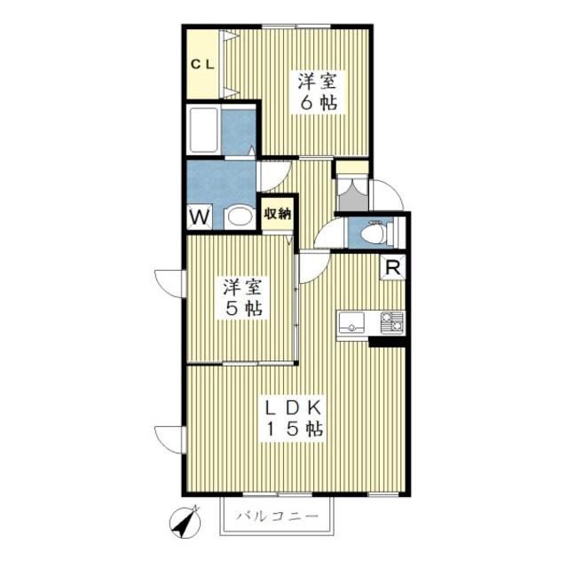 MAISON DES ANGES(2LDK/2階)の間取り写真
