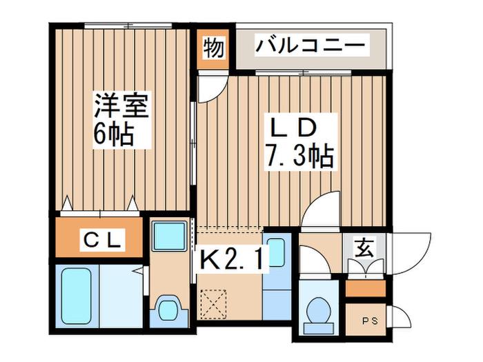 グランプラス山の手(1LDK/2階)の間取り写真
