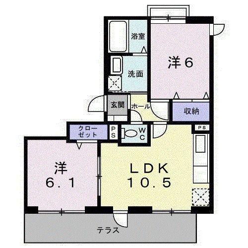 グランリヴィエール(2LDK/1階)の間取り写真