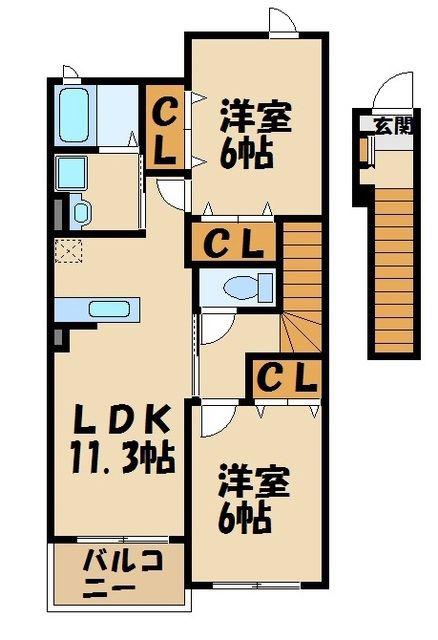 サニーレジデンス(2LDK/2階)の間取り写真