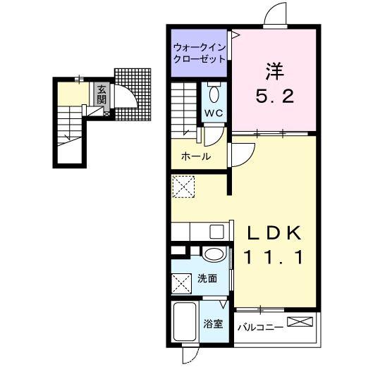 ヴァン ベール(1LDK/2階)の間取り写真
