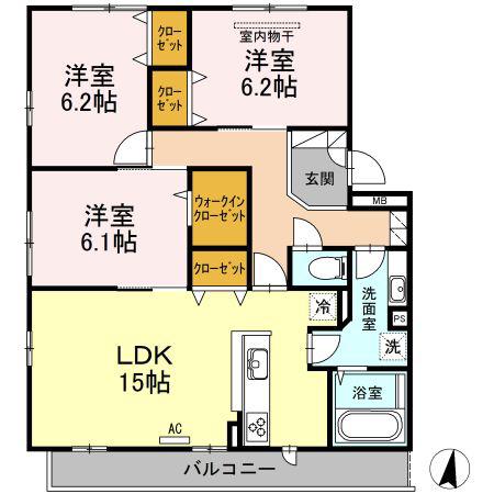ルミエールみつい(3LDK/3階)の間取り写真